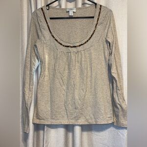 LOFT Light Tan Long Sleeve Shirt